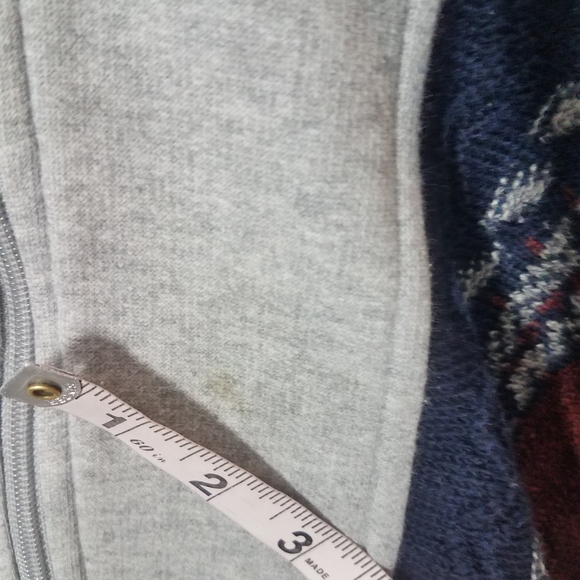 John Blair Gray Front Zip Cardigan Knitted Panel Sweater - Picture 5 of 9